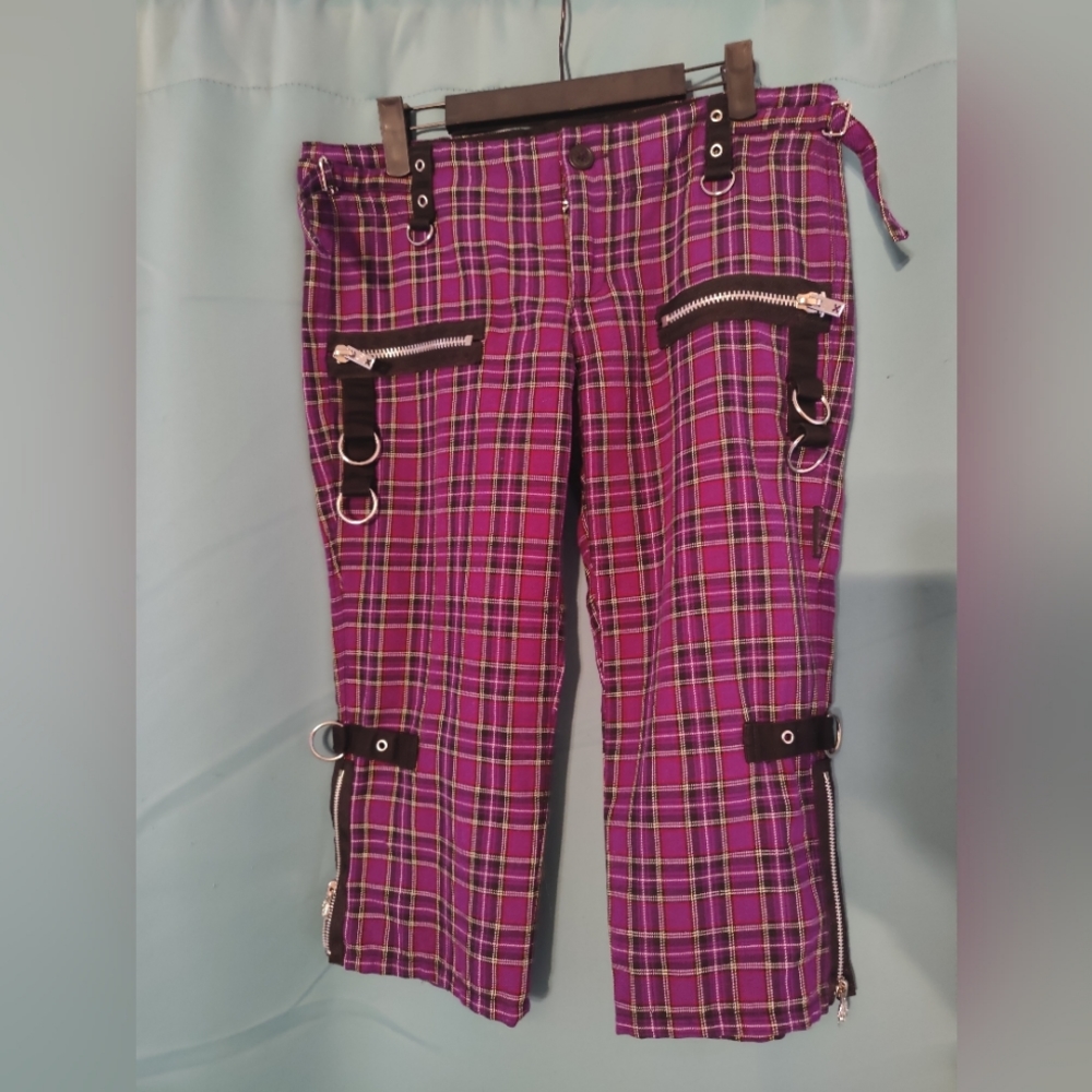Purple Plaid Tripp NYC Capris -- Vintage Y2K